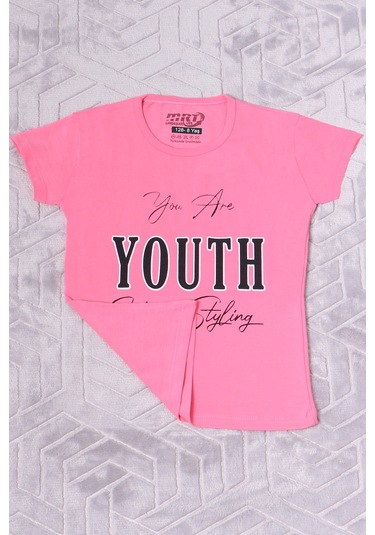 Hçm Kız Çocuk Tshirt Youth Baskılı Bisiklet Yaka C39 Gri