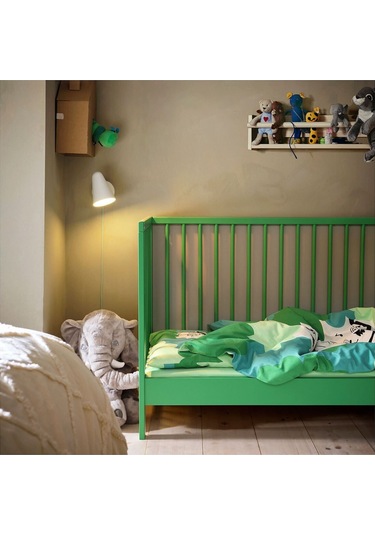 Bebek Karyolası, Yeşil Renk 60x120 Cm Masif Ağaç