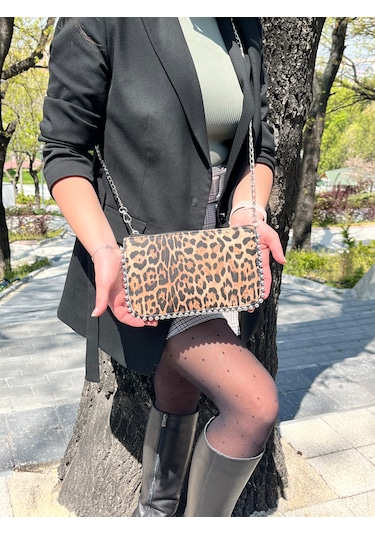 Butikolea Loop Boncuklu Kadın Çantası Leopar