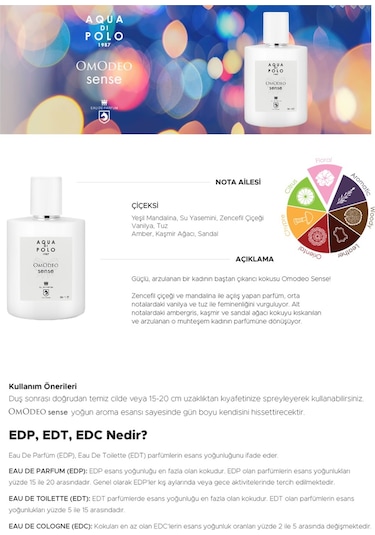 Aqua Di Polo 1987 Omodeo Sense Kadın Parfüm EDP 50 ML