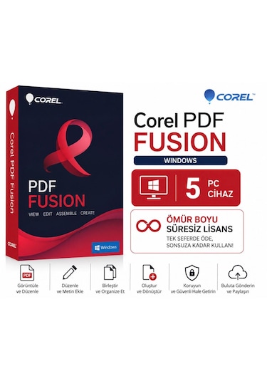 Corel Pdf Fusion Windows - 5 Pc Ömür Boyu Süresiz Dijital Kod