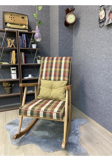 Asedia Trend Naturel Ekose Hardal Sallanan Sandalye Dinlenme Koltuğu
