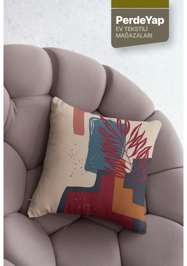 Mavi Ve Kırmızının Uyumu Desenli 4lü Kırlent Kılıfı