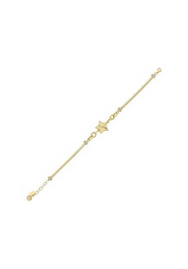 14 Ayar Yıldız Figürlü Tasarım Altın Bileklik Renkli