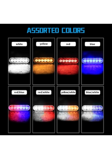 Xindoker 12-24v Araçlar İçin 6led Ultra İnce Mavi Flşör Işığı, 16 Flaş Modu, Ip65 Su Geçirmez, Araba/motosiklet/kamyon Uyumlu, 2 Adet Siyah