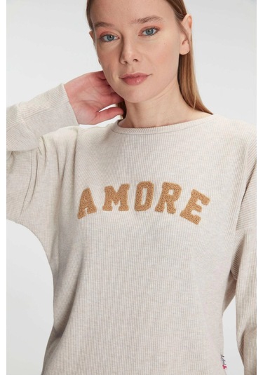 Yeni Sezon Kışlık Pamuklu Uzun Kol Pijama Takımı Ten