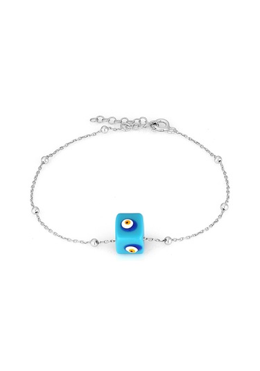 Azuris 925 Ayar Gümüş Turkuaz Nazar Boncuklu Bileklik N11.1066