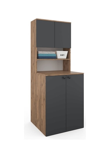 Çamaşır Makinesi Dolabı 004 - Atlas Çam - Antrasit