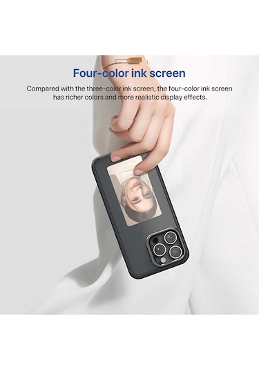 İphone Uyumlu 16 Pro Max İçin E-mürekkep Ekran Nfc Telefon Kılıfı Pembe