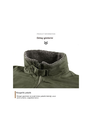 Yakalı Erkek Sıcak İş Ceketi Siyah