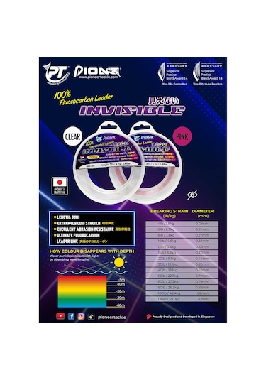 Pioneer Invisible Fluorocarbon 30mt Misina 0.33mm