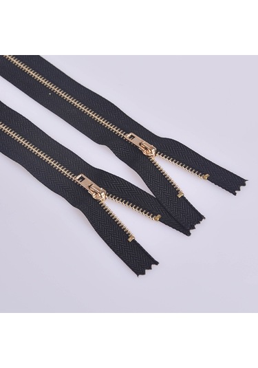 100 Adet No.3 Metal Bakır Fermuar Pantolon Placket Fermuar, Özellikler: 12cm Açık Altın + Siyah