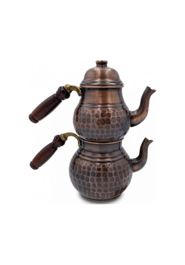 Çaydanlık Bakır Küçük Boy Eskitme Çekiç Model Kahverengi