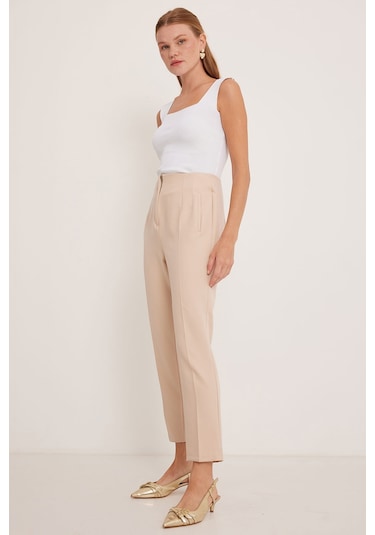 Bigdart Kadın Bej Yüksek Bel Kumaş Pantolon 6650 001
