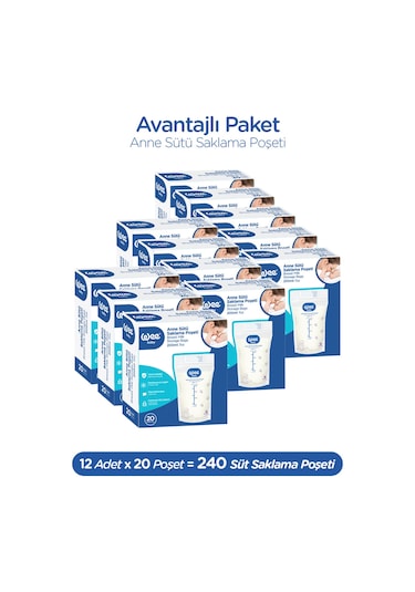 20'li Anne Sütü Saklama Poşeti 20x12 240 Adet