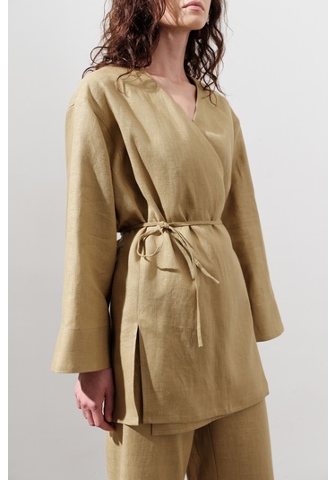 Keten Kruvaze Kapama Kimono Köri Köri