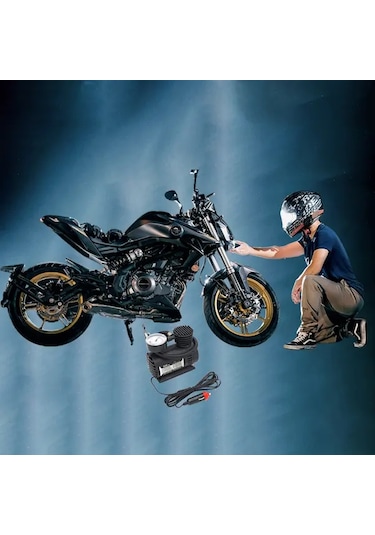 Boatshop1 Siyah 12v Elektrikli Taşınabilir Lastik Şişirme Cihazı Araba Bisiklet Toplar İçin Otomatik Durdurma Basınç Göstergesi Pilsiz