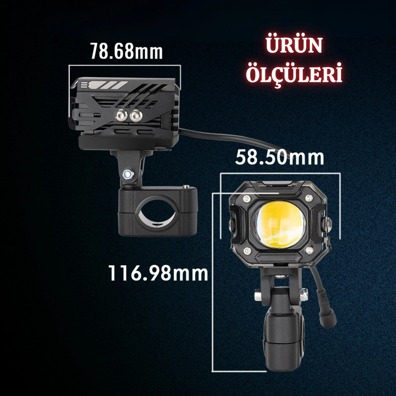 Motosiklet Led Sis Farı Seti 5 Mod Yüksek Performans Kablo Kumanda Ve Ayaklı Set Kolay Montaj Lamba
