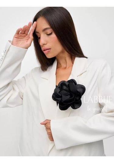 Labbıje Büyük Broş Kumaş Çiçek Fiyonk 242289160 Siyah