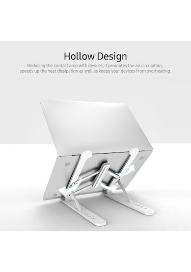 Wezone 17 İnç Altı Dizüstü Ve Tabletler İçin 7 Seviye Yüksekliği Ayarlanabilir, Foldable Taşınabilir Soğutucu Ergonomik Abs+alloy Stand Beyaz