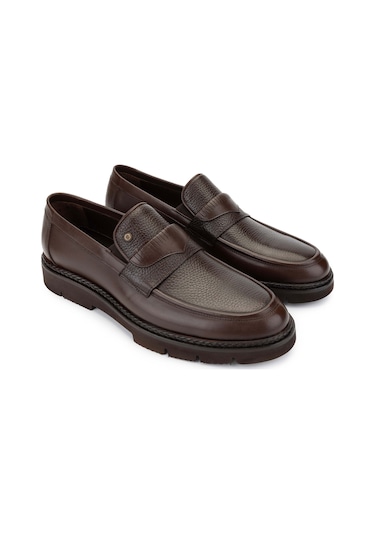 Tamer Tanca Erkek Hakiki Deri Kahverengi Loafer Ayakkabı 554 3700 Erk Ayk Sk24-25 Kahve Kahverengi