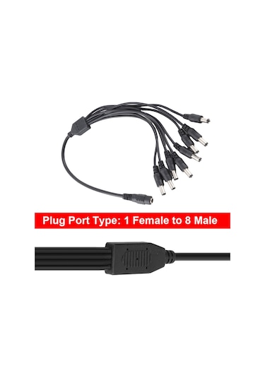 Yaozixa 8 Çıkışlı Cctv Güç Dağıtıcı Kablosu, 5.5x2.1mm Ana Bağlantı, 1 Adaptörle 8 Kameraya Enerji Sağlar, 12v Dc Uyumlu, Led Ve Güvenlik Kameraları İçin