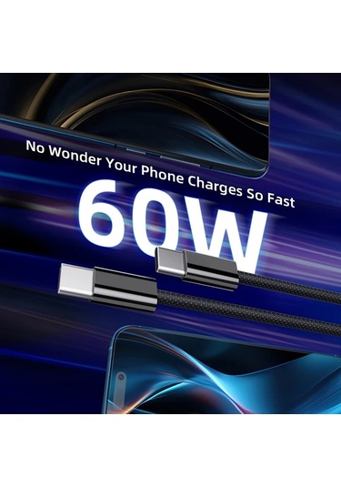 Honeybeeshop 5 Adet Siyah 3m Pd Hizli Sarj Type C Tip C Veri Aktarim Kablosu