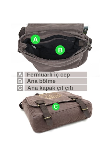 Old Cotton Cargo 8045 Kahverengi Postacı Omuz Kanvas Laptop Çanta Kahverengi