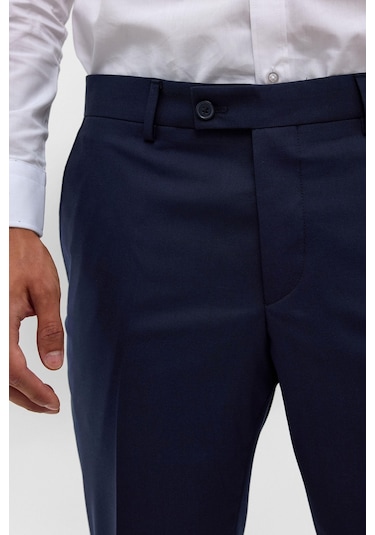 Süvari Bol Kalıp Geniş Paça Premium Kalite Düz Erkek Kumaş Pantolon Lacivert