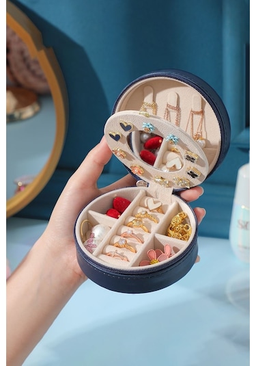 Chavin Deri Seyahat Yüzük Küpe Kolye Takı Kutusu St1-69lc Siyah