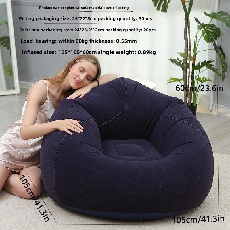 Açık Hava Şişme Lazım Koltuk Ayaklı Set Katlanır Peluş Pvc Salon Şezlong Seti Koyu Mavi Küre 116 98 83 Cm 0,9 Kg Lacivert