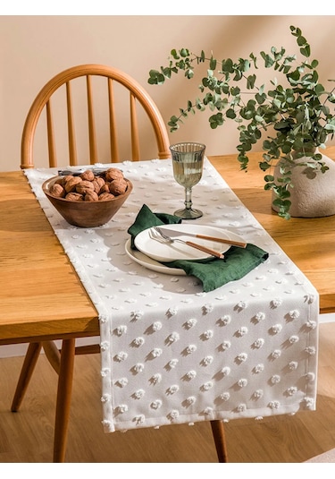 Bej Dokulu Runner 45x150 Cm