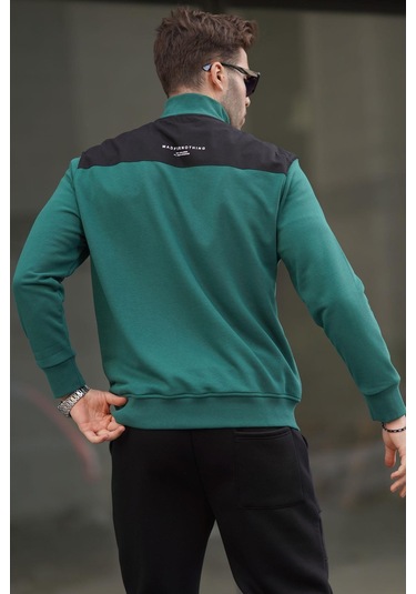 Madmext Koyu Yeşil Fermuar Yaka Basic Erkek Sweatshirt 6157-koyu Yeşil Koyu Yeşil