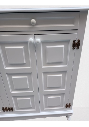 Ayakkabılık Kareli Çok Amaç Model Parlak Beyaz 2 Kapı 2 çekmece