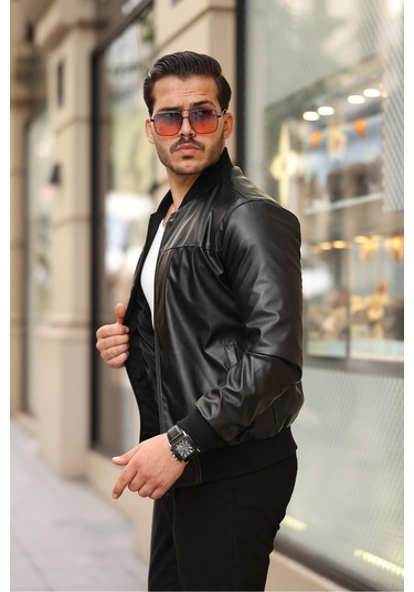 Erkek Süet Kolej Ceket Parlak Siyah