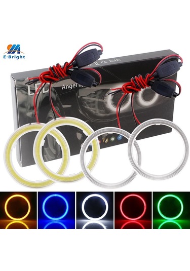 Sarı-110mm-ym E-parlak 2 Adet 1 Çift Işık Halkası Cob 60mm 70mm 80mm 90mm 100mm 110mm 120mm Kapaklı 9-30v Araba Far M