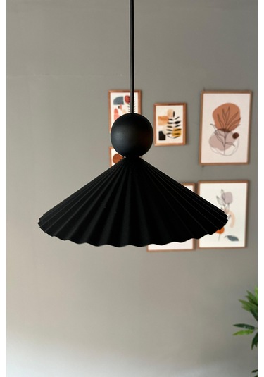 Avilla Metal Avize Tekli Siyah Tek Boncuk Kafa Rustik Cafe Mutfak Modern Sarkıt Aydınlatma Siyah