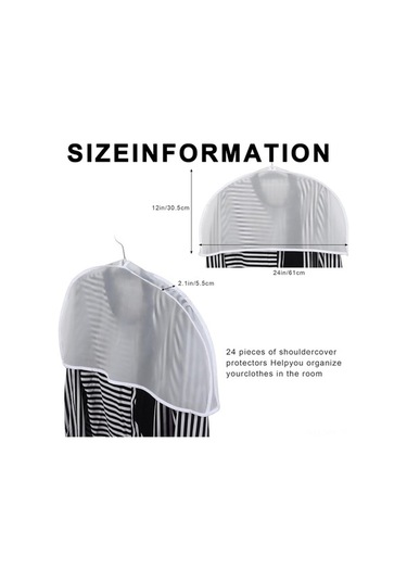 Novahub 24 Parça Şeffaf Kılıf Seti - Gardırop Organizasyonu İçin Askılı Kıyafet Koruyucu Şeffaf