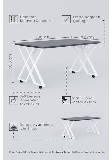 Milano Tekerlekli Orta Sehpa Siyah Metal - Barok Tabla