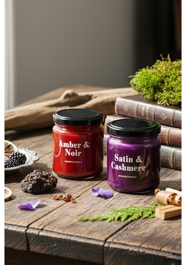 Rakle Glam Gümüş 4'lü Kavanoz Mum Seti Mor - Kırmızı 110 Gr Diğer