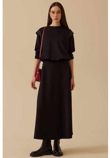 Kadın Basic Kloş Uzun Etek - Siyah Siyah