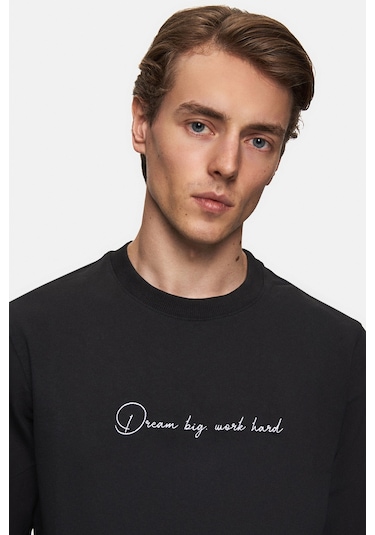 Twn Slim Fit Siyah Düz Sweatshirt 5ece251527923 001