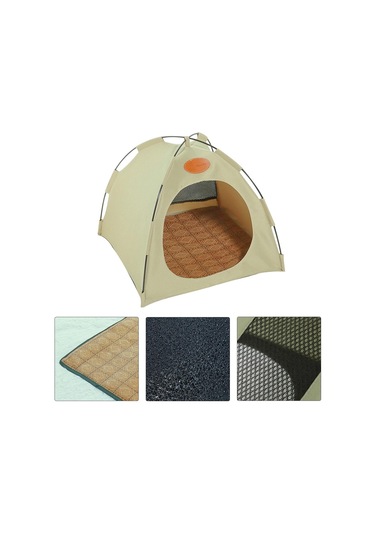 Geeroyoo Katlar İçin Taşınabilir Katlanabilir Çadır Ev, Yastıklı M Bej Renk, 40x40x37cm