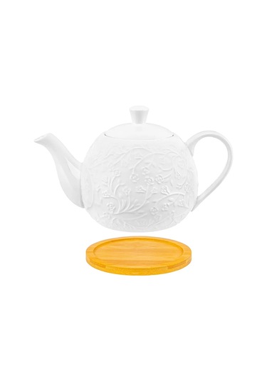 Elan Gallery "dallar-çiçekler" Desenli Demlikli Çaydanlık, 900 Ml 400427408 Beyaz