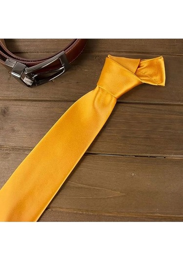 Tezzgelsin Erkek Saten Kravat ve Mendil Set Turuncu