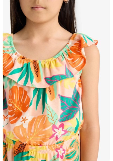 Defacto Kız Çocuk Desenli Askılı Tulum E5803a825smgn268 Yeşil