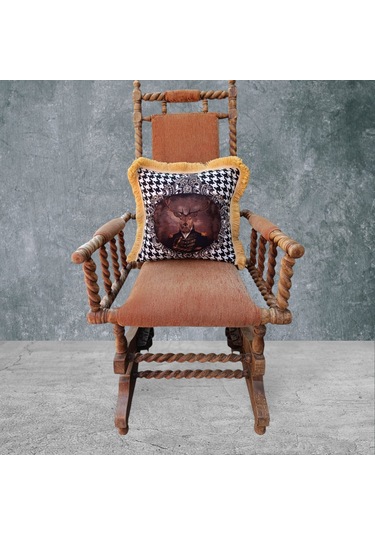 Geyik Çift Taraflı Dekoratif Püsküllü - Saçaklı Kırlent Kılıfı 1 Karışık/Çok Renkli