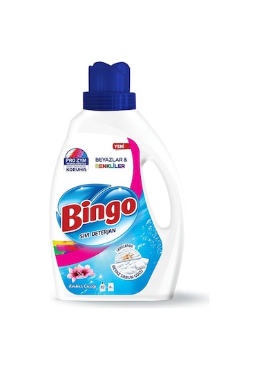 Bingo Beyazlar ve Renkliler için Amber Çiçeği Sıvı Çamaşır Deterjanı 2600 ML