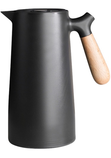 Büyük Termal Kahve Sürahi Çift Duvarlı Termos Ev Cam Siyah Siyah