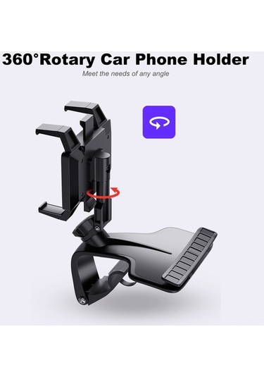 Besthome1 360 Derecelik Araç İçi Telefon Tutucu: Navigasyon İçin Baş Eğmeden, Tek Elle Kullanılabilir, Sabit Tutuş, Gizlenebili Siyah